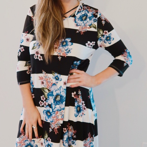 Dresses & Skirts - Flower and striped dress!